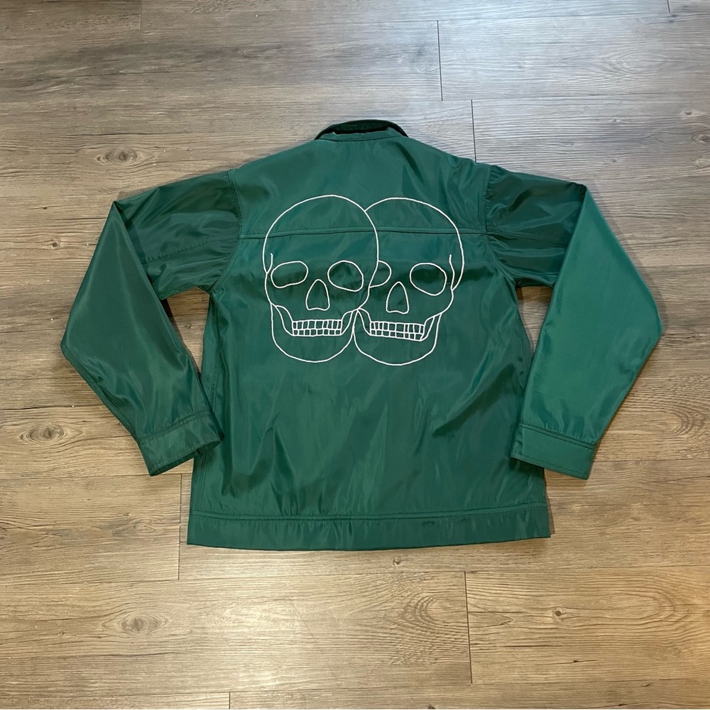 Amor & Rosas Green snap bomber jacket skulls Day of Dead Size XS Made in Mexico